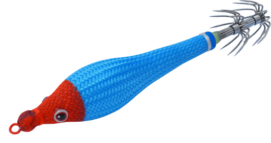 DTD Soft Double Color Glavoc 2026 en couleur bleue, matériel de pêche en mer, turlutte souple de 70 mm avec corps phosphorescent.