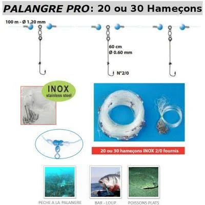 Palangre "Pro" 100 M, 30 Hameçons - FLASHMER