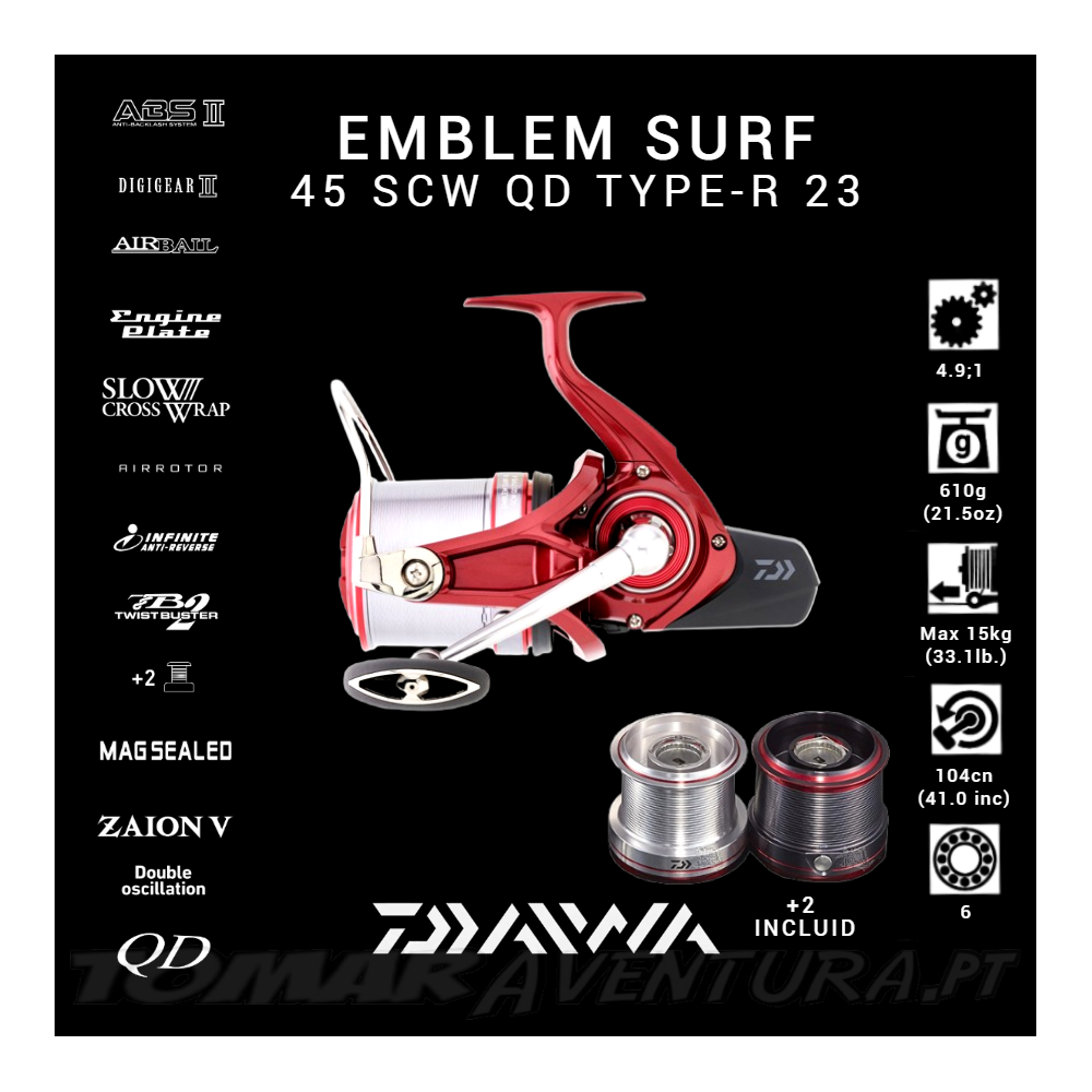 Moulinet Daiwa Emblem Type R 45 SCW QD - Surfcasting Compétition