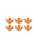Perle flottante Ailettes Réfléchissantes Surfcasting 7x13mm- AKAMI en orange, cinq éléments avec ailettes colorées.