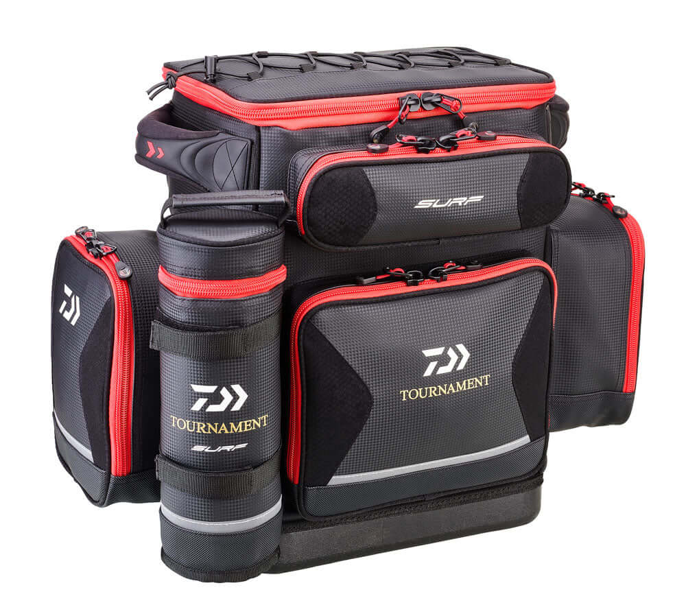 Sac à Dos Tournament Surf Haut de Gamme - 60L Surfcasting avec plusieurs poches et rangement pour matériel de pêche en mer.