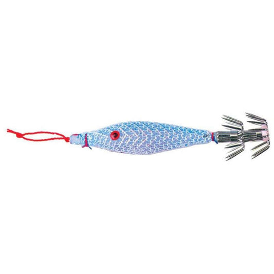Turlutte "Shamalo" 9 cm - FLASHMER, leurre de pêche calamar AURORA BLEU, matériel de pêche en mer.