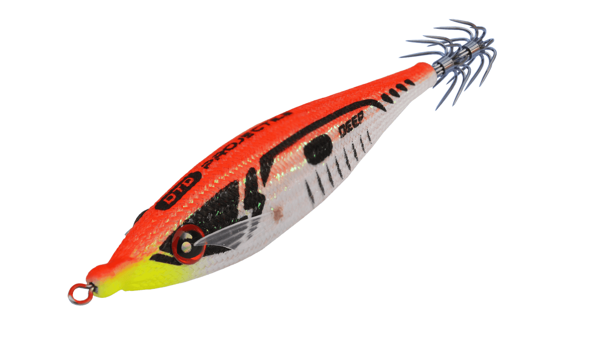 DTD Projectile Diamond 2026 - Turlutte de pêche en mer, couleur rouge, technologie Direct Cast pour lancer distance maximale.