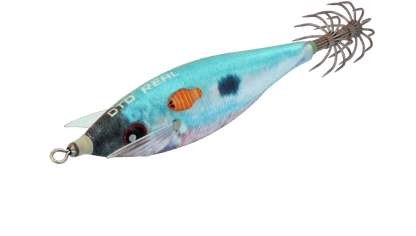 Leurre DTD REAL FISH 2026 pour la pêche aux céphalopodes, taille picarel blue, matériel de pêche en mer.