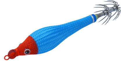 DTD Soft Double Color Glavoc 2026 en couleur bleue, matériel de pêche en mer, turlutte souple de 70 mm avec corps phosphorescent.