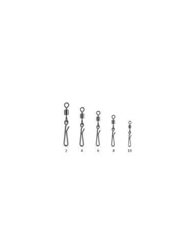 Agrafe rapide Compétition avec Émerillon Roulant Bronze x 12, connecteurs de pêche en mer en différentes tailles.