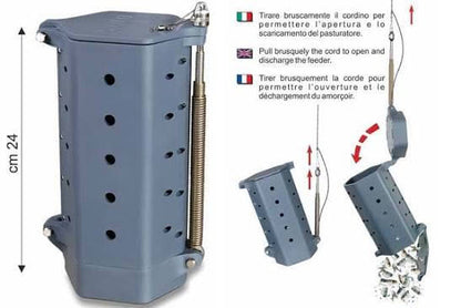 Amorçoir Stonfo Bateau - Distributeur d'Amorce en Profondeur, matériel de pêche en mer, capacité de 0,7 L, poids de 1 kg.