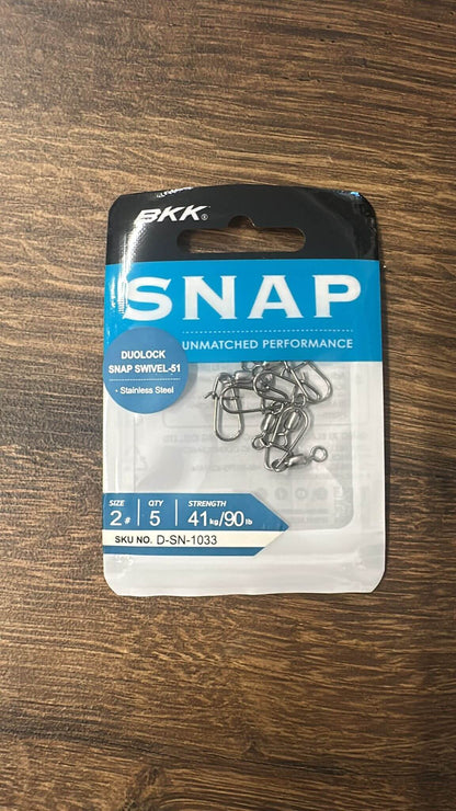 Emerillon Agrafe BKK Dual Snap Swell, Duolock Snap Swivel 51 en acier inoxydable, matériel de pêche en mer.