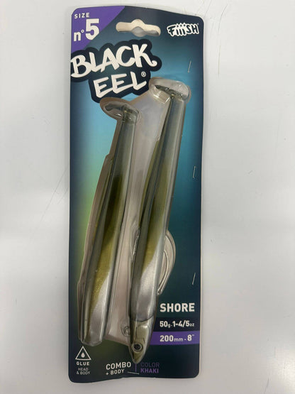 Black Eel - Fiiish pack size n°5 with two lures for shore fishing, ideal for matériel de pêche en mer.