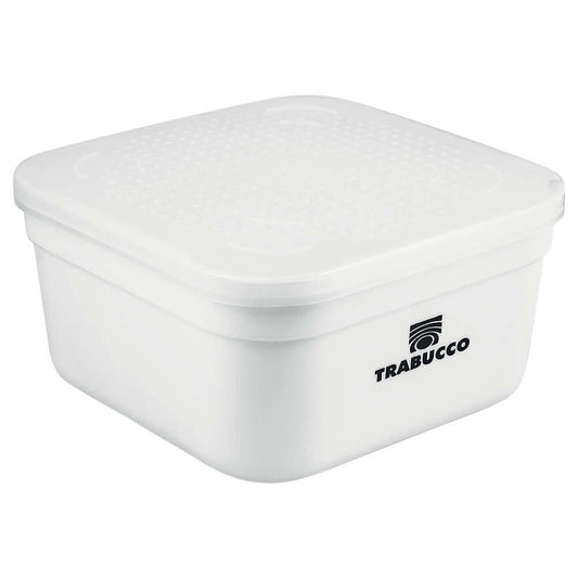 Boîte à Appâts Blanche 1000g - Trabucco, pratique et résistante pour le rangement d'appâts.