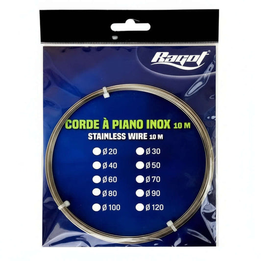 Câble Acier Inox 302 - Rouleau 10m Corde à Piano - RAGOT, matériau de pêche en mer, résistant et durable.