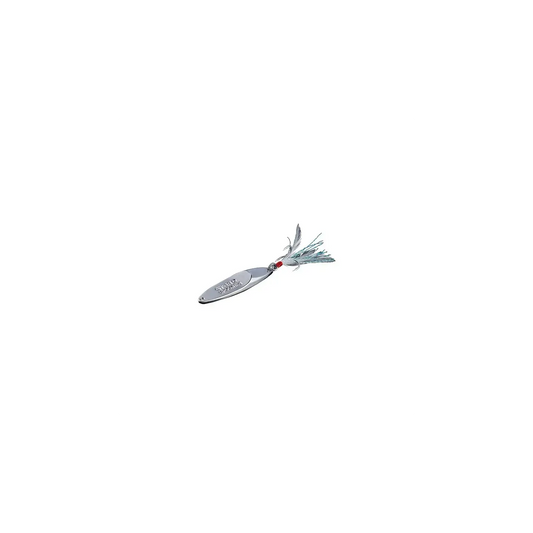 CUILLERE SURFBOARD SILVER GT-BIO, hameçon triple et plumes cristal pour pêche en mer.
