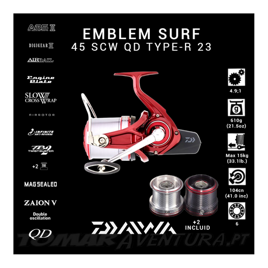 Moulinet Daiwa Emblem Type R 45 SCW QD - Surfcasting Compétition