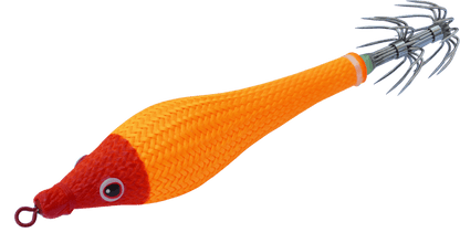DTD Soft Double Color Glavoc 2026 en orange, turlutte souple pour le matériel de pêche en mer, 70 mm de silicone phosphorescent.