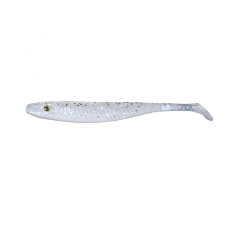 Fishus Espetit Soft Shad 12cm - Leurre Souple Polyvalent pour la pêche en mer, couleur argentée avec des paillettes.