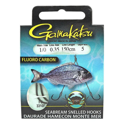 Bas de ligne GAMAKATSU Booklet Seabream FC 3310F emballage avec hameçon pour la pêche en mer.