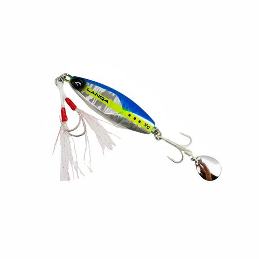 Jig Clava 30G - LANQA en coloris Blue Sardine, idéal pour la pêche en mer, mimant un petit fourrage en fuite.