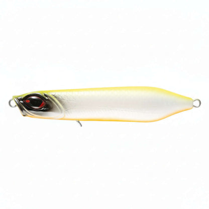 Leurre Walk-X 80 Stickbait WTD - RAPTURE en couleur jaune et blanc, design pour la pêche en mer, récupération Walk the Dog.