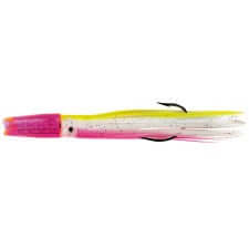 Leurre Traîne C&H Rattle Jet coloré en rose, jaune et blanc pour pêche à la traîne en mer, idéal pour la Méditerranée