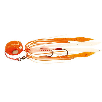 Madai Bunri Kab Explorer original lure for deep sea fishing with orange color and holographic eye feature.