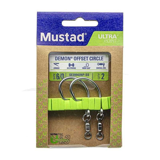 Hameçon Circle Demon Offset avec Émerillon Mustad