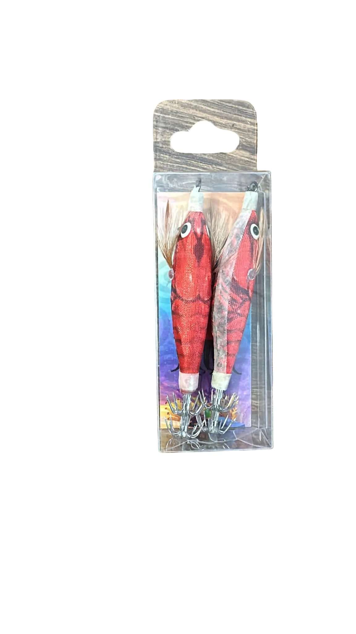Oppai Squid CALAMAR X2 pack of two red squid lures for sea fishing equipment.