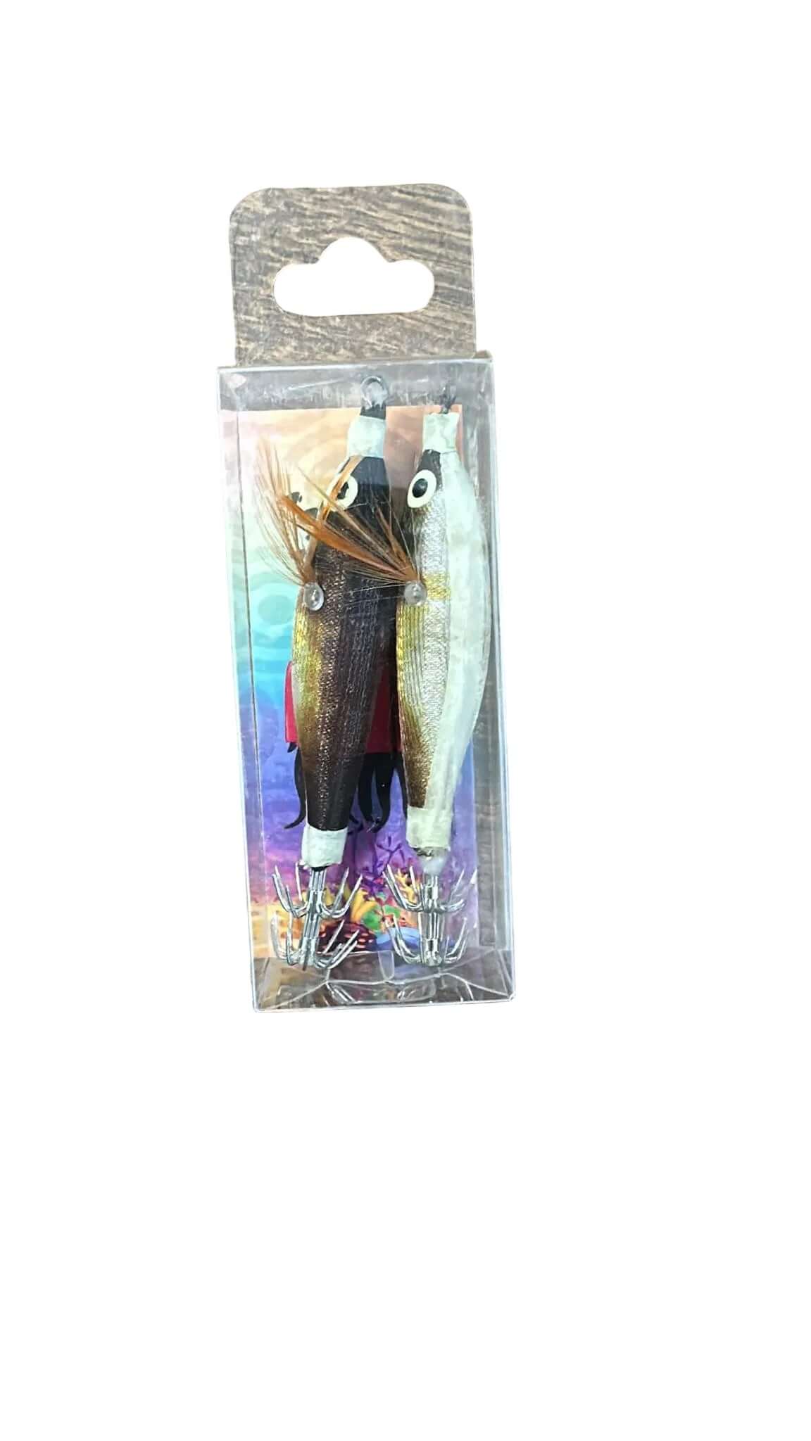 Oppai Squid CALAMAR X2 pack of 2 squid lures, premium tataki for sea fishing, NAT-MARRON-BLANC color.