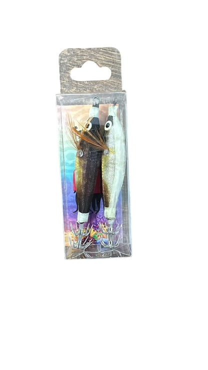Oppai Squid CALAMAR X2 pack of 2 squid lures, premium tataki for sea fishing, NAT-MARRON-BLANC color.