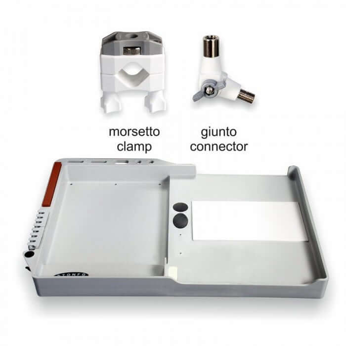 Plateau porte appats - STONFO avec morsetto clamp et giunto connector pour pêche en bateau.