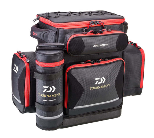 Sac à Dos Tournament Surf Haut de Gamme - 60L Surfcasting avec plusieurs poches et rangement pour matériel de pêche en mer.