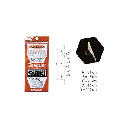 Seaguar Sabiki - HAYABUSA / raglou, montage multi-hameçons haute performance pour la pêche, taille T4 S650E.
