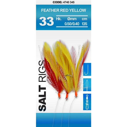 BAS DE LIGNE SPRO ROUGE/JAUNE 33 Salt Rig Feather