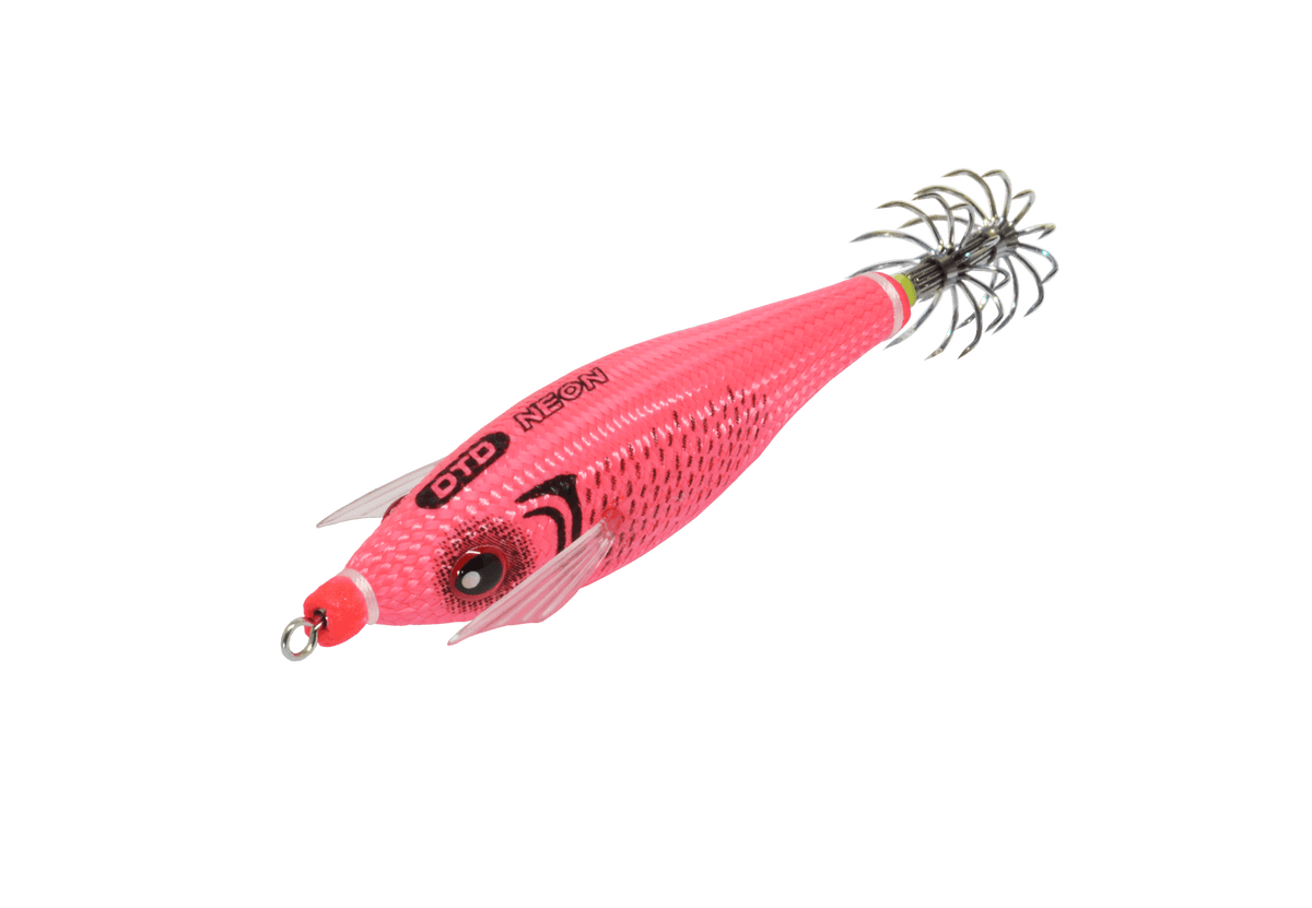 Turlutte DTD NEON 2026 en rose, matériau de pêche en mer, pour la pêche du calmar.