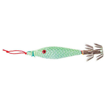 Turlutte "Shamalo" 9 cm - FLASHMER, leurre pour la pêche du calamar en couleur AURORA VERT, matériel de pêche en mer.