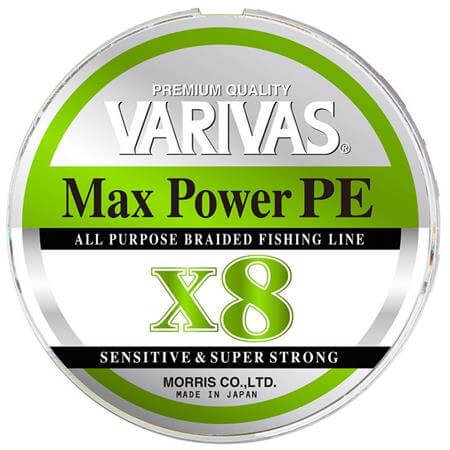 Max Power Pe X8 Lime GREEN - VARIVAS premium quality braided fishing line in a round spool.
